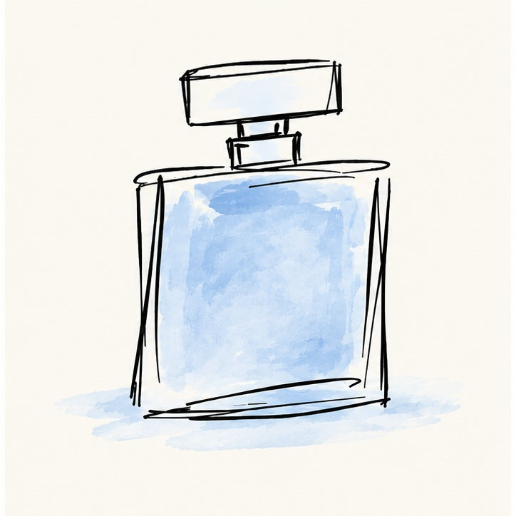 Bare Notes gents perfume bottle illustration
